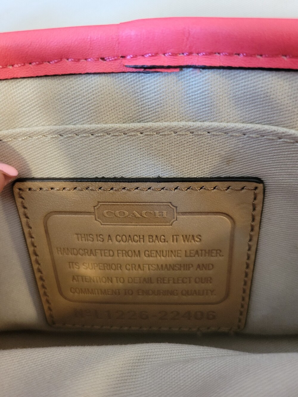 Coach Penny Archive Khaki Crossbody with Watermelon Pink Trim - Picture 5 of 8